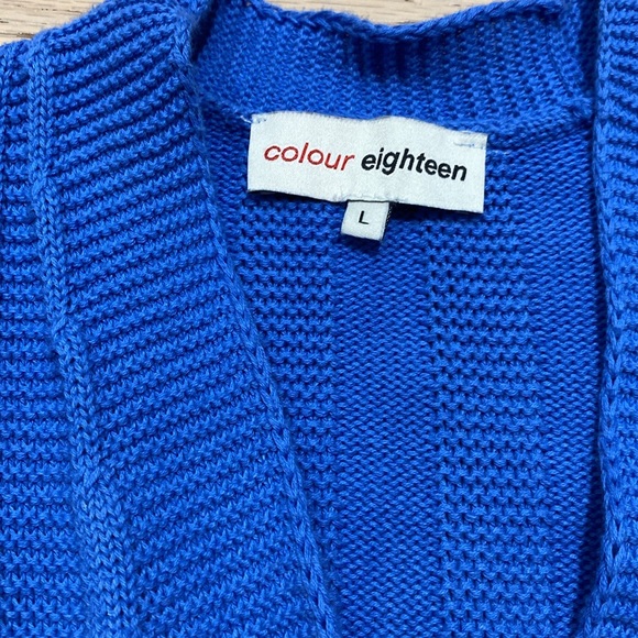 COLOUR EIGHTEEN Cropped Cardigan, Blue, 100% Cotton, Front Pockets, Women’s US M - Picture 7 of 9